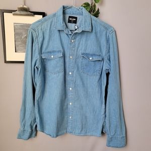 Only & Sons Men's Western Denim Slim Long Sleeve Pearl Snap Shirt M